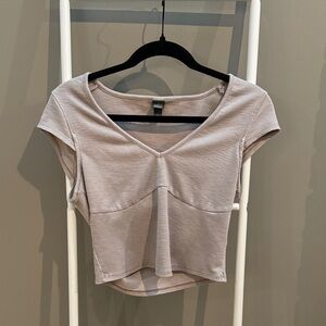 Women's V-Neck Ribbed Top - Gray